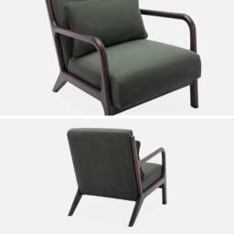 sweeek Scandi-style Armchair In Fine Corduroy & Hevea Wood in Green - thumbnail 3