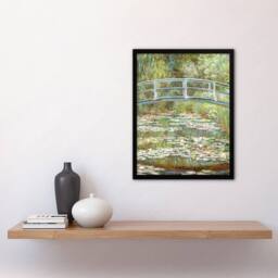 Artery8 Bridge over a Pond of Water Lilies Monet Vintage Framed Wall Art Print in Green - Size: A4 - thumbnail 4