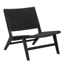 Furniture To Go Burley Lounge Chair in Beige Fabric & Oak in Black - Size: A