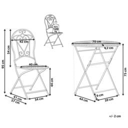 Wyld and Coco Green Metal Bistro Set - 2 Folding Chairs with Round Table - thumbnail 3
