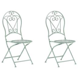 Wyld and Coco Green Metal Bistro Set - 2 Folding Chairs with Round Table - thumbnail 4