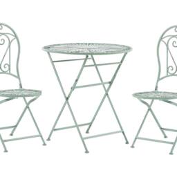 Wyld and Coco Green Metal Bistro Set - 2 Folding Chairs with Round Table - thumbnail 2