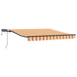 Berkfield Home Manual Retractable Awning with LED Yellow & Orange 350x250 cm - thumbnail 3