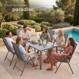 tectake Folding garden chairs with adjustable backrests, mesh fabric in Dark Grey - Size: XL - thumbnail 8