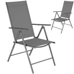 tectake Folding garden chairs with adjustable backrests, mesh fabric in Dark Grey - Size: XL
