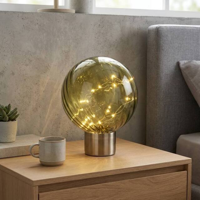 Garden Greatness Emerald Swirl Glass Ball Table Lamp - image 1