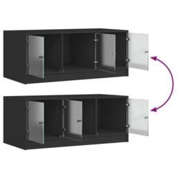 Berkfield Home Modern Coffee Table with Glass Doors Black 102x50x42 cm - Size: 102 x 50 x 42 cm - thumbnail 9