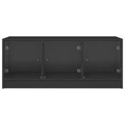 Berkfield Home Modern Coffee Table with Glass Doors Black 102x50x42 cm - Size: 102 x 50 x 42 cm - thumbnail 6