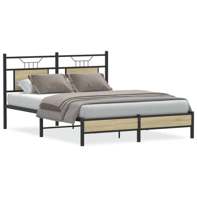 Berkfield Home Bed Frame without Mattress Sonoma Oak 140x200 cm Engineered Wood in Brown - image 1