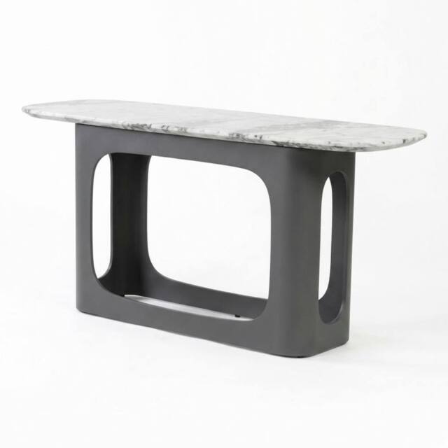 HOME LUXE INTERIOR Lina Grey Marble Console Table - Modern Hallway Stone Entryway Desk - image 1