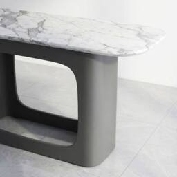 HOME LUXE INTERIOR Lina Grey Marble Console Table - Modern Hallway Stone Entryway Desk - thumbnail 5