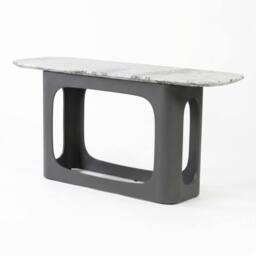 HOME LUXE INTERIOR Lina Grey Marble Console Table - Modern Hallway Stone Entryway Desk