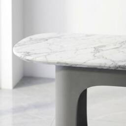 HOME LUXE INTERIOR Lina Grey Marble Console Table - Modern Hallway Stone Entryway Desk - thumbnail 4