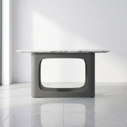 HOME LUXE INTERIOR Lina Grey Marble Console Table - Modern Hallway Stone Entryway Desk - thumbnail 3