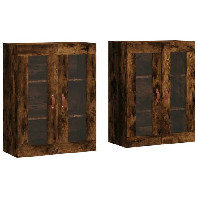Berkfield Home Wall Mounted Cabinets 2 pcs Smoked Oak Engineered Wood in Brown - image 1