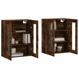 Berkfield Home Wall Mounted Cabinets 2 pcs Smoked Oak Engineered Wood in Brown - thumbnail 3