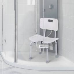 STILVORA Shower Chair Height Adjustable with Non-Slip Feet in White - thumbnail 3