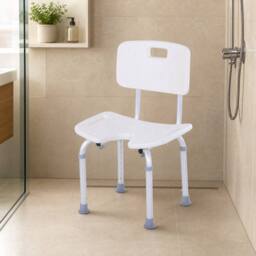STILVORA Shower Chair Height Adjustable with Non-Slip Feet in White - thumbnail 1
