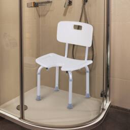STILVORA Shower Chair Height Adjustable with Non-Slip Feet in White - thumbnail 2