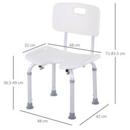 STILVORA Shower Chair Height Adjustable with Non-Slip Feet in White - thumbnail 4