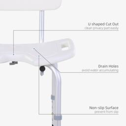 STILVORA Shower Chair Height Adjustable with Non-Slip Feet in White - thumbnail 6