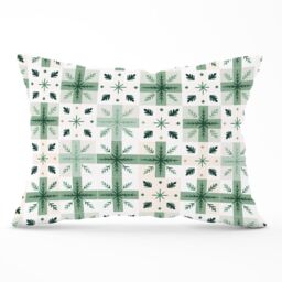 Warren Reed - Designer Christmas Quilting Squares Cushions in Green - Size: 60 cm x 60 cm - thumbnail 1