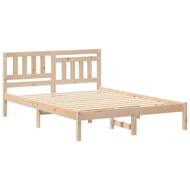 Berkfield Home with Headboard Brown 120 x 200 cm Solid pine wood in Natural - image 1