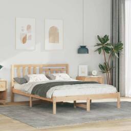 Berkfield Home with Headboard Brown 120 x 200 cm Solid pine wood in Natural - thumbnail 2