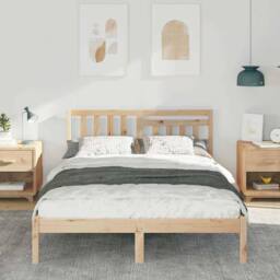 Berkfield Home with Headboard Brown 120 x 200 cm Solid pine wood in Natural - thumbnail 4