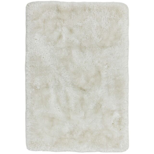 The Rug Shop UK Handmade Plain Shaggy Sparkle Luxurious Anti-Shed Area Rug in White - Size: 120 cm x 170 cm - image 1