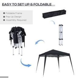 OUTSUNNY Garden Pop up Gazebo Tent Party Water-resistant 2.5 x 2.5M in Black - thumbnail 4