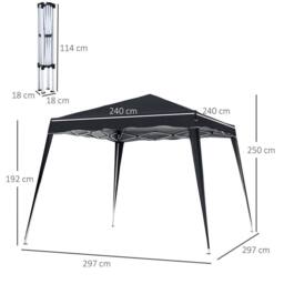 OUTSUNNY Garden Pop up Gazebo Tent Party Water-resistant 2.5 x 2.5M in Black - thumbnail 3