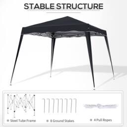 OUTSUNNY Garden Pop up Gazebo Tent Party Water-resistant 2.5 x 2.5M in Black - thumbnail 5