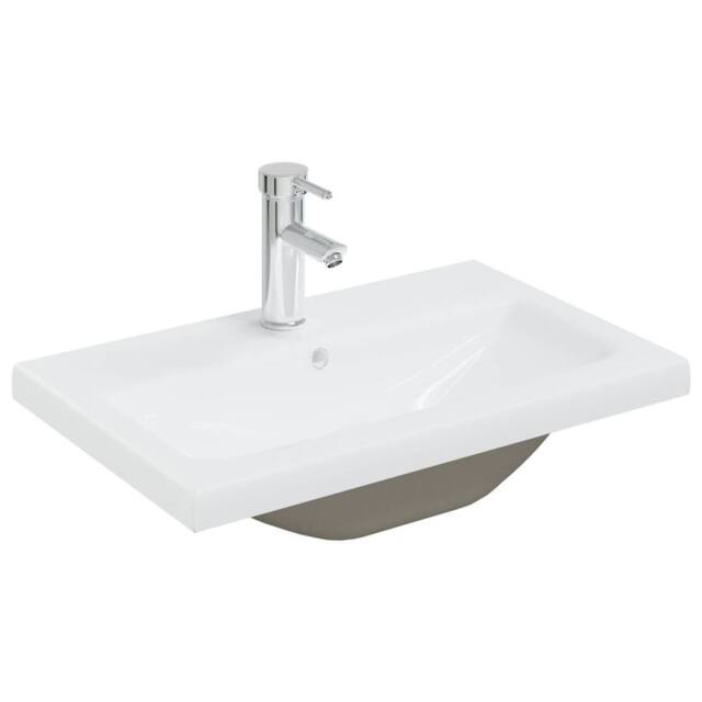Berkfield Home Built-in Basin with Faucet 61x39x18 cm Ceramic White - Size: 61 x 39 x 18 cm - image 1