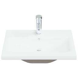 Berkfield Home Built-in Basin with Faucet 61x39x18 cm Ceramic White - Size: 61 x 39 x 18 cm - thumbnail 3