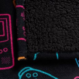 OHS Gaming Sherpa Throw Over Bed Blanket Fleece Supersoft Plush Kids Chair Sofa Warm in Black - thumbnail 4