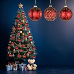 Shatchi Christmas 8cm Red Glass Baubles Set - 12pcs Ornaments with 3 Assorted Designs for Tree Decorations - thumbnail 4