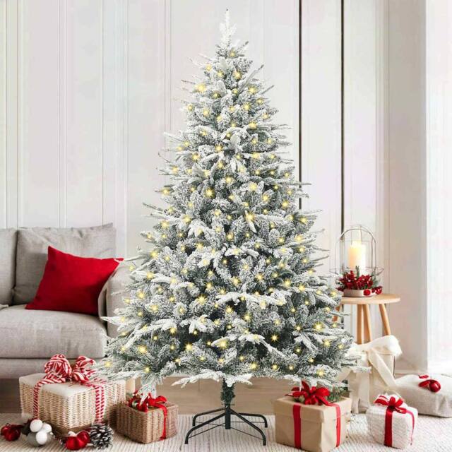 Berkfield Home Artificial Pre-lit Christmas Tree Green 180 cm PVC & PE - image 1
