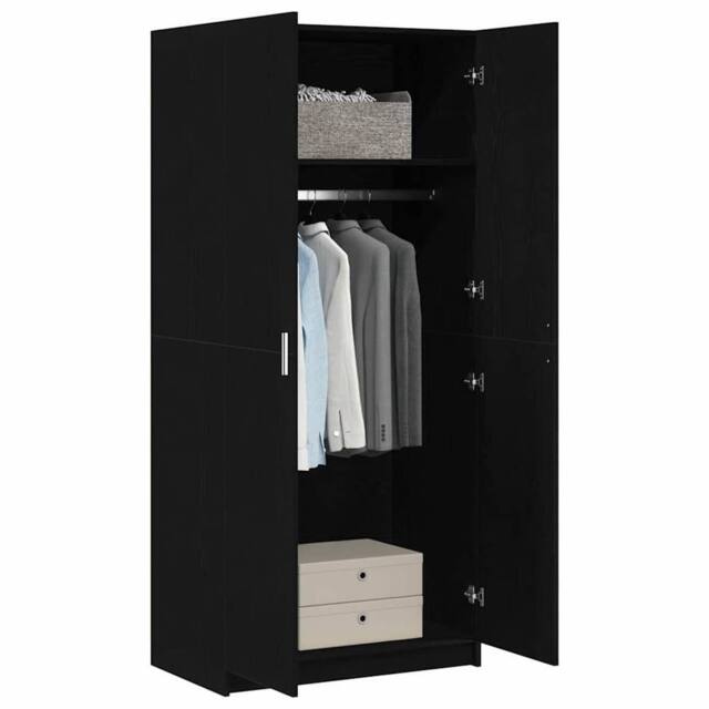 Berkfield Home Wardrobe Black Oak 80x51x180 cm Engineered Wood - Size: 80 x 51 x 180 cm - image 1