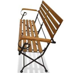 Berkfield Home Folding Garden Bench 112 cm Solid Acacia Wood in Brown - thumbnail 3