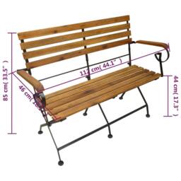 Berkfield Home Folding Garden Bench 112 cm Solid Acacia Wood in Brown - thumbnail 6