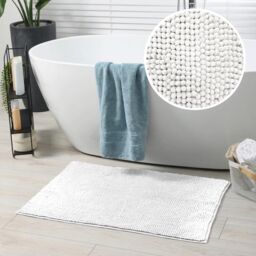 Allure Bath Fashions Chenille Bobble Bath Mat 60 x 90cm - Super Soft Microfibre & Non-Slip in White - Size: 60 x 90 cm - thumbnail 2