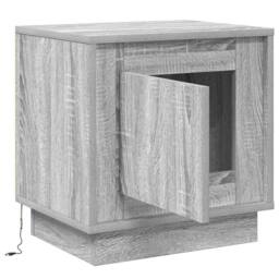 Berkfield Home Modern Bedside Cabinet with LED Lights Grey Sonoma 44x34, 5x45 cm - thumbnail 5