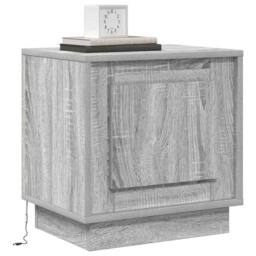 Berkfield Home Modern Bedside Cabinet with LED Lights Grey Sonoma 44x34, 5x45 cm - thumbnail 1