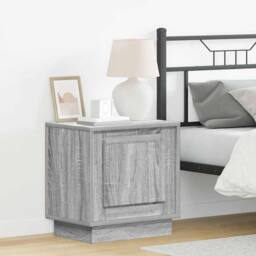 Berkfield Home Modern Bedside Cabinet with LED Lights Grey Sonoma 44x34, 5x45 cm - thumbnail 2