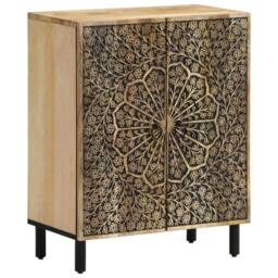 Berkfield Home Side Cabinets 3 pcs 60x33x75 cm Solid Wood Mango in Brown - Size: 60 x 33 x 75 cm - thumbnail 2