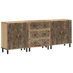 Berkfield Home Side Cabinets 3 pcs 60x33x75 cm Solid Wood Mango in Brown - Size: 60 x 33 x 75 cm - thumbnail 1