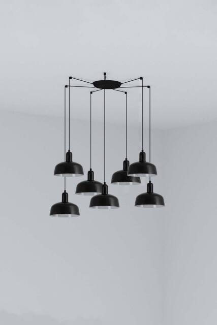 Netlighting Tatawin Small Cluster Pendant Ceiling Light Black Gloss Black 7x E27