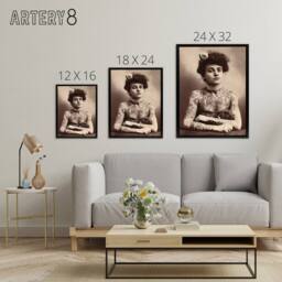 "Artery8 Maud Wagner Trapezist Tattoo Artist Framed Canvas Wall Art Print in Beige - Size: W12"" x H16""" - thumbnail 4