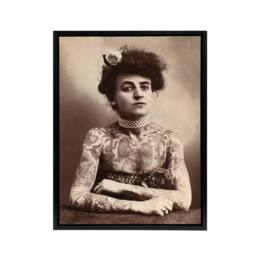 "Artery8 Maud Wagner Trapezist Tattoo Artist Framed Canvas Wall Art Print in Beige - Size: W12"" x H16""" - thumbnail 1